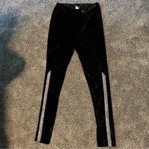Crushed velvet black leggings pants rhinestones holiday small